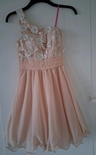 Chi Chi London Blush Pink Jewelled Dress Size 8 One Shoulder -Prom/ Bridesmaid 
