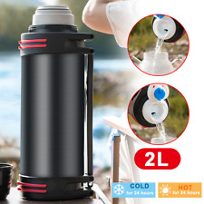 Large 2L Stainless Steel Flask Hot & Cold Tea Drink Thermos Vacuum Bottle Handle