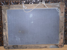 VINTAGE / ANTIQUE SLATE WOOD EDGED OLD SCHOOL CHALK WRITING BOARD SHEET