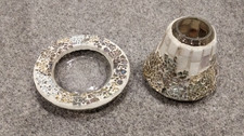 Yankee Candle Candle Silver Gold Mosaic & MOP  Topper & Plate Small. Bargain