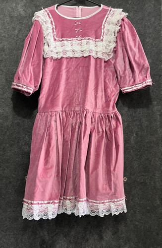 Pink velvet lace dress - pink,
