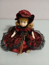 Vintage Leonardo Minature Fully Poseable Porcelain Doll 19cm Red Evening Gown