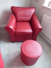 M & S leather armchair and matching footstool( pouffe)