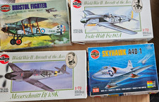 Four Airfix model kits.1:72, Bristol Fighter, Messerscmitt, Skyhawk, Focke Wulf