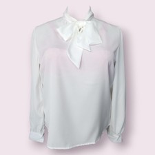 White Pussybow Tie Neck