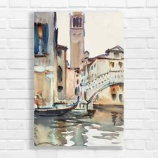 Venice Cityscape Watercolor Original Canvas Print Large Picture Wall Art