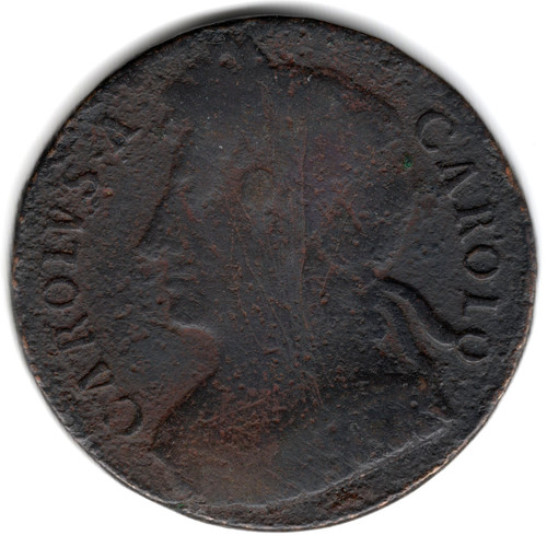 1672 halfpenny coin copper - 1672-75,