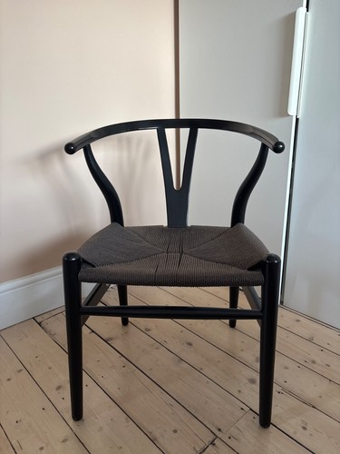 Black scandi wishbone dining - black,
