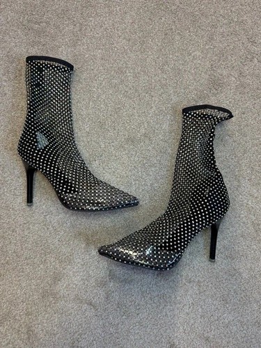Black rhinestone mesh - black,