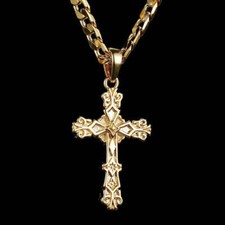 Gold Filigree Cross Pendant 22