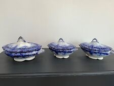 Henry Alcock and Co set 3 Tureens blue / white / gold