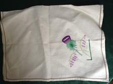 Vintage W/ Scottish Thistle Embroidery Rectangular Table Napkin