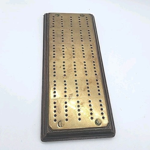 Antique wood brass cribbage - wood,