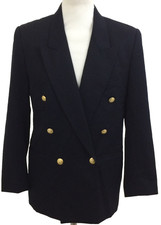 G2000 Men's Blazer Size 40" Black Double Breasted Lined Pockets Used F1