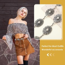 Chain Belt Women Silver Concho Link Chain Cowgirl Belts for Jeans Dressesnew