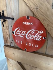 COCA COLA  Enamel Sign Vintage Garage-Man Cave /12” home bar  USA Americana 