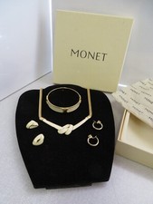 MONET Vintage Jewellery. Original Box. Necklace, Bangle and TWO Pairs Earrings