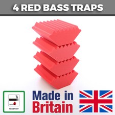 4 Red Acoustic Foam Bass Traps Corner Traps For Studio Sound Acoustic Treatment