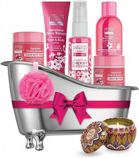 Japanese Cherry Blossom Bath Tub Gift Set pH 5.5 for Women 8 Pcs Luxury Spa Kit
