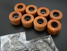 Vintage Wooden Roller Skate Wheels Set with cups, cones and bearings DEXTER Make