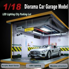 1/18 Diorama Car Garage Model LED Lighting City Parking Lot Scene Display Model