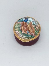 Vintage TKS Toye Kenning & Spencer Fine Birmingham Enamel Trinket Box Phaseans