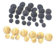 39 Vintage  Royal Channel Islands Yacht Club Buttons, 27 Black , 12 Brass Firmin