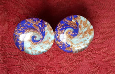 Unusual handmade Antica Murrina (Venice) Murano glass swirl design clip earrings