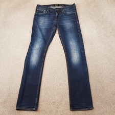 Superdry Mens Jeans 34x32 Blue Corporal Slim Copper Denim Zip Stone Wash W34 L32