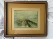 Rain, Steam and Speed, 1844 by Joseph Turner  Art printed Matted Framed Vtg 24”