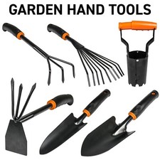 Garden Lawn Hand Tools - Rake, Hoe, Bulb Planter, Trowel, Spade, Cultivator