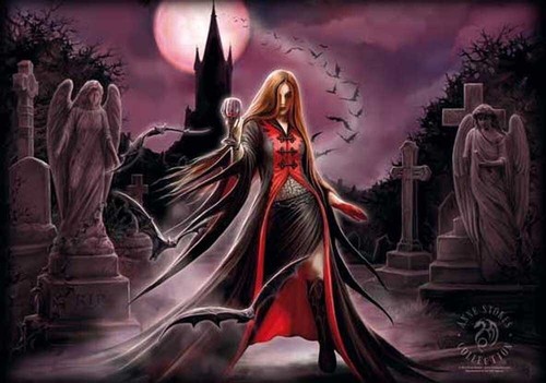 Anne stokes blood moon fabric - blood,