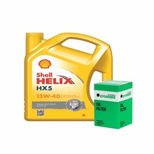 Engine Oil 15W40 5L Shell Helix HX5 - Crosland Oil Filter Service Kit 5 Litre