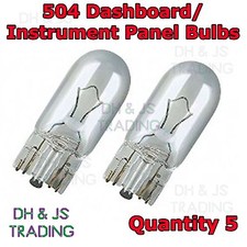 5 x 504 Capless Dashboard Instrument Light Push In Bulb Panel Bulbs 12v 3w T10