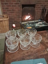 Cut Lead Crystal Glass Footed Dessert Bowl or Cup Set of 6