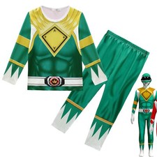 Kids Mighty Morphin Power Rangers Costume Tops+Pants Outfit Cosplay Pyjamas Gift