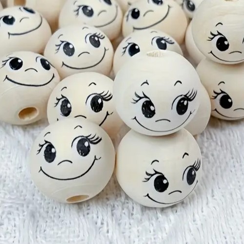 Wooden doll head beads - doll,