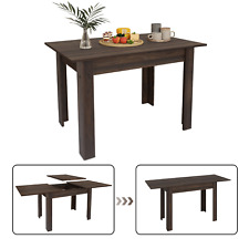 Extendable Dining Table 150cm Space Saving 4-6 Seat Wood Desk Kitchen Brown