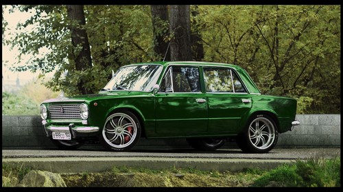 Lada car green - car,
