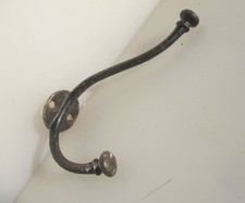 Large Antique Iron Coat Hook Hat Hanger Old Acorn Ends Vintage Victorian
