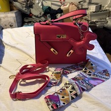 Ladies Pink Bag with Shoulder Strap, Handle Scarf & Keyring, BNWOT 