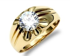 9ct Yellow Gold Gents 1.00ct Lab Grown Claw Set Diamond Ring