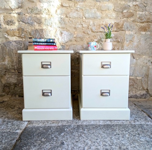 Pair painted bedside tables - pair,