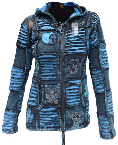Womens blue patchwork hippie - womens,