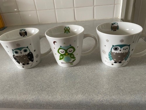 Owl mugs set white - owl,