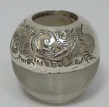 Antique Sterling Silver Mounted Crystal Vesta Match Holder/Striker – H/M 1908