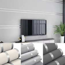 Silver Horizontal Vertical Stripe Embossed Wallpaper Modern Living Room Bedroom