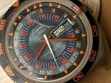 Vintage 1970's Regina Day-Date Depth Gauge Diver w/Massive All SS Case,AS 2066