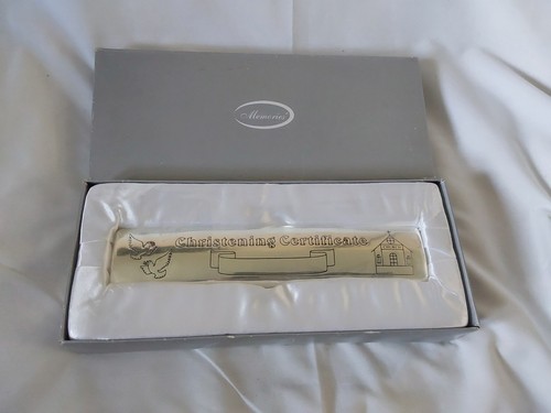 Silver plate christening - plate,