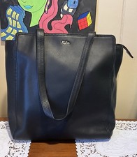 NWT Tula Nappa Black Pebbled Leather Original Ziptop Tote Bag $168